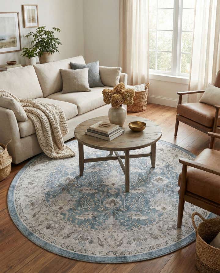 5' 1 x 5' 1 Washable Timeless Round Rug