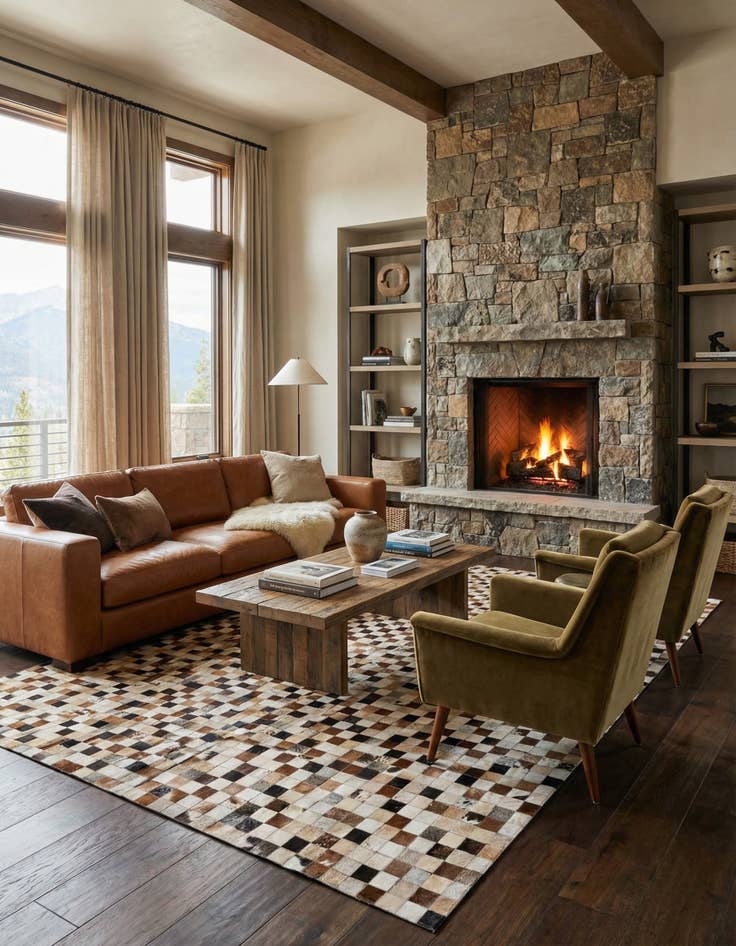 Detail image of 8' x 9' 11 Cowhide - Patchwork Rug