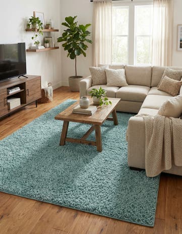 Light Slate Blue Comfort Solid Shag Rug