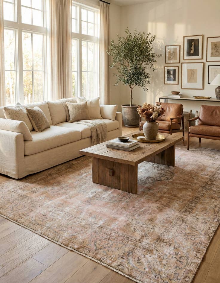 Detail image of  7' 10 x 11'  Hand Knotted Ultra Vintage Persian Wool Rug