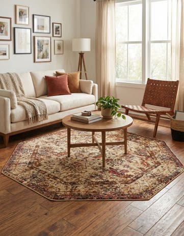 Beige Cream Saturn Octagon Rug