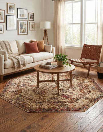 Beige Cream Saturn Octagon Rug