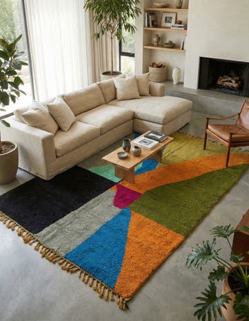 6' 8 x 9' 6 Hand Knotted Moroccan Wool Rug