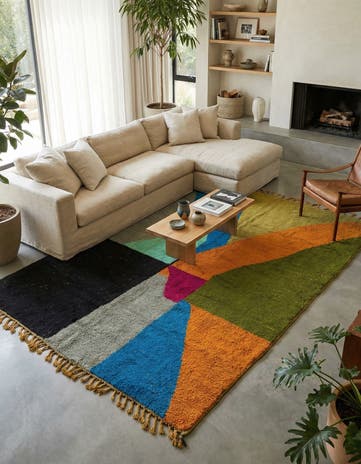 6' 8 x 9' 6 Hand Knotted Moroccan Wool Rug
