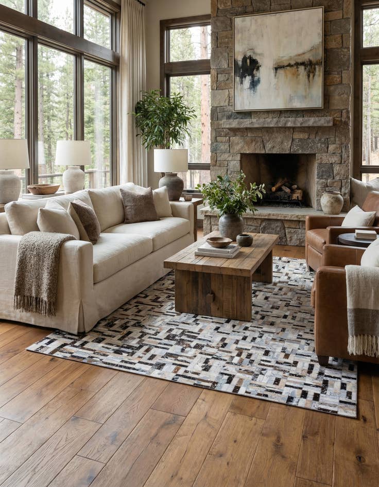 Detail image of  5' x 7' 11 Cowhide - Patchwork Rug