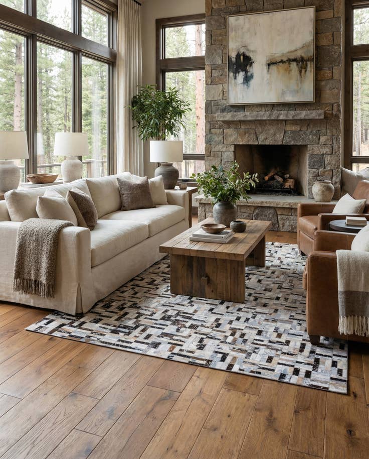 Detail image of 5' x 7' 11 Cowhide - Patchwork Rug