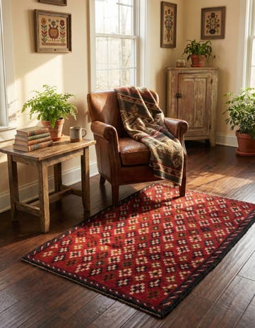 3' x 4' 7 Hand Knotted Balouch Persian Wool Rug
