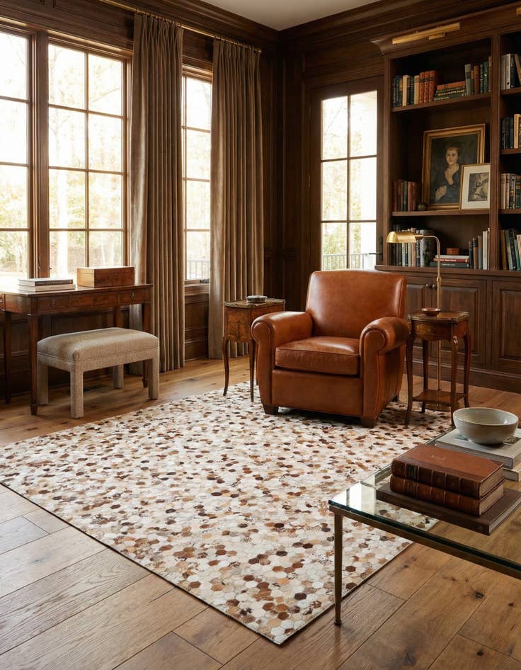 Detail image of  8' 1 x 10' 1 Cowhide Leather Rug