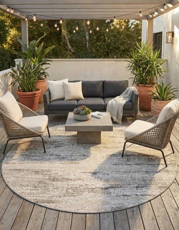 10' x 10' Easy-Clean Modern Indoor / Outdoor Round Rug