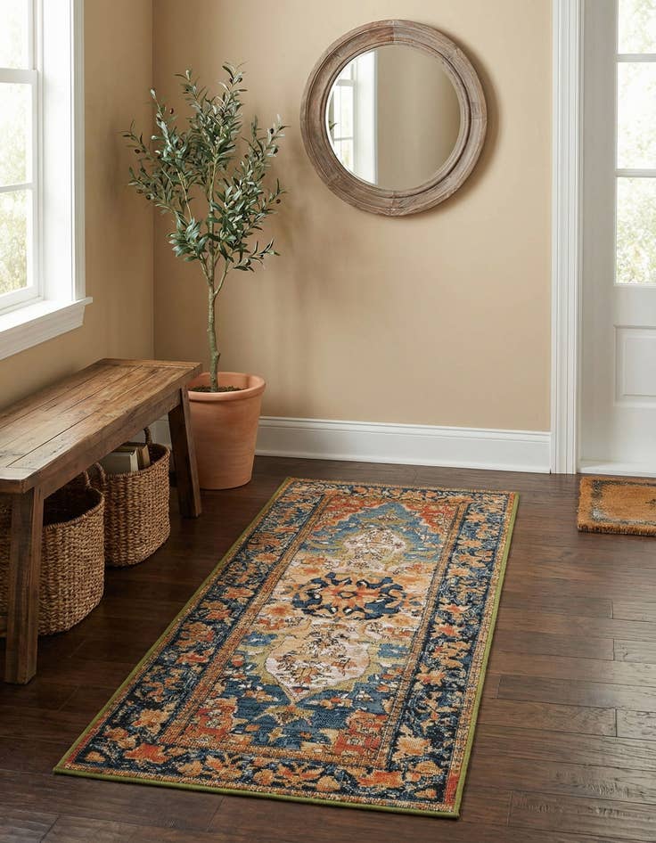 Detail image of  2' x 5'  Washable Traditional Indoor / Outdoor Runner Rug