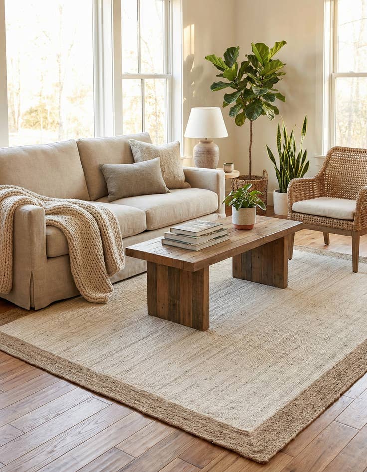 Detail image of 9' x 12' 2  Hand Braided Jute Rug