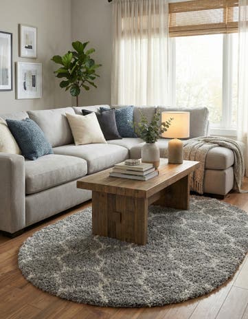 7' 10 x 10' Lattice Shag Oval Rug