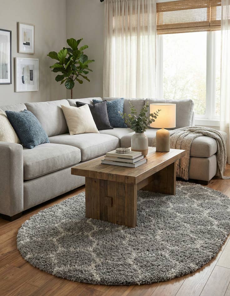 Detail image of  7' 10 x 10' Lattice Shag Oval Rug