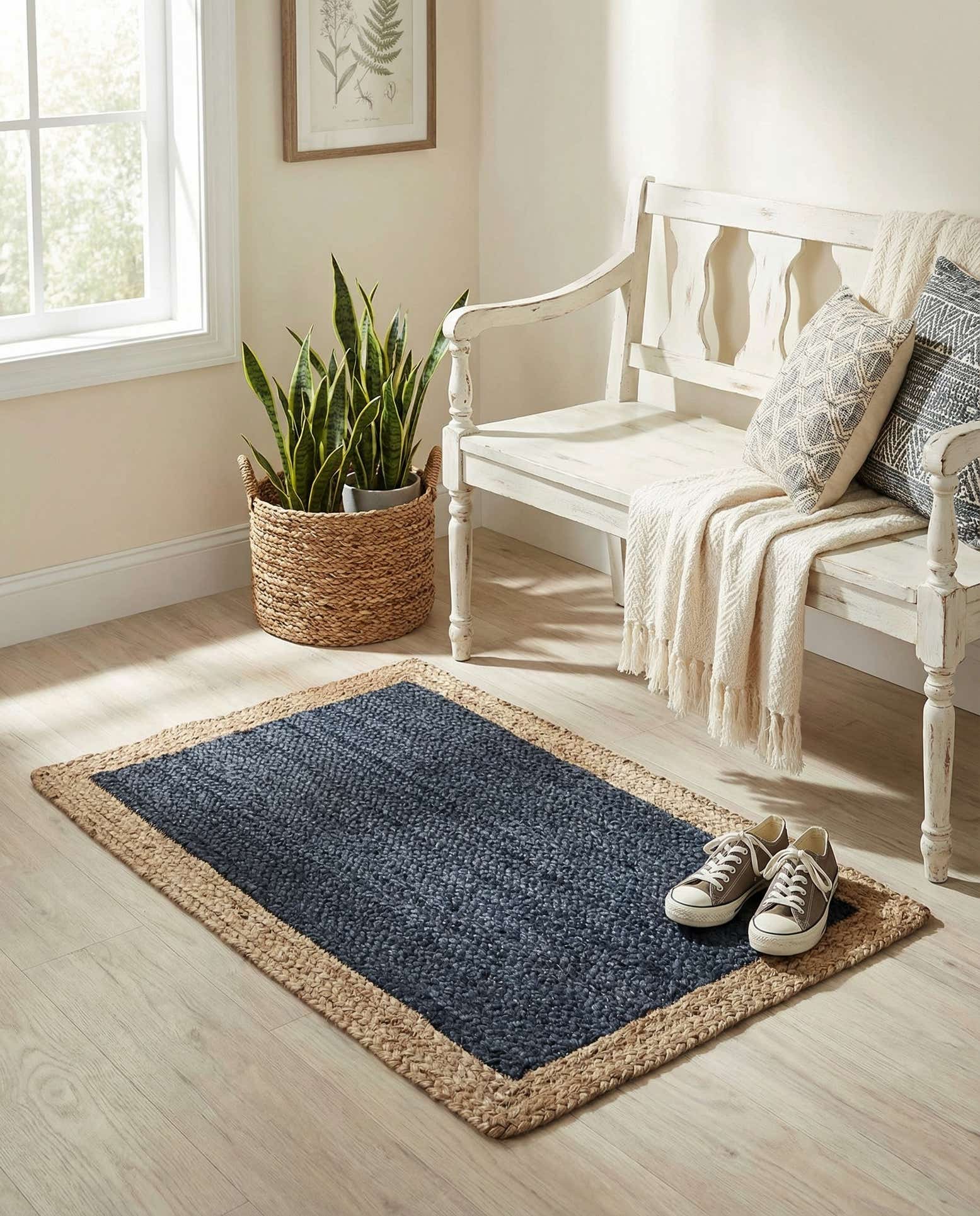 2' x 3' 1 Handmade Braided Jute Rug