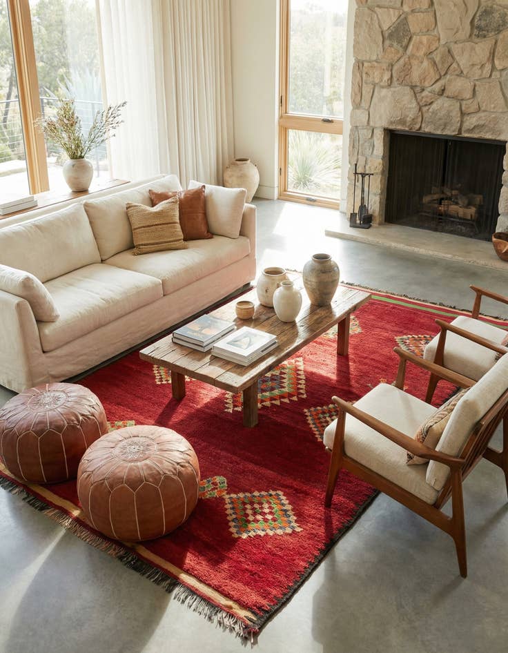 Detail image of  5' 9 x 9' 4  Hand Knotted Moroccan Wool Rug