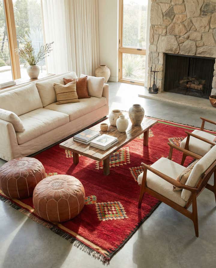 5' 9 x 9' 4 Hand Knotted Moroccan Wool Rug