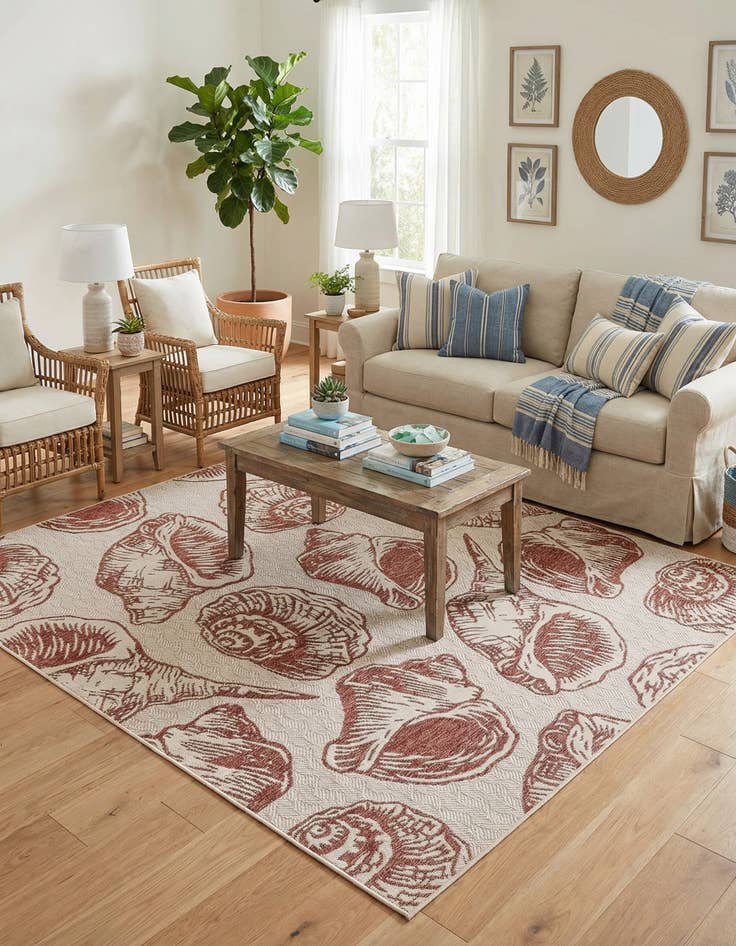 Detail image of  7' 10 x 7' 10  Washable Coastal Indoor / Outdoor Square Rug