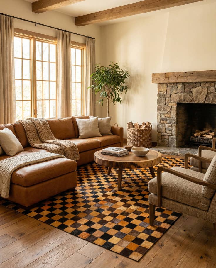 Detail image of 5' 2 x 8' Cowhide - Patchwork Rug