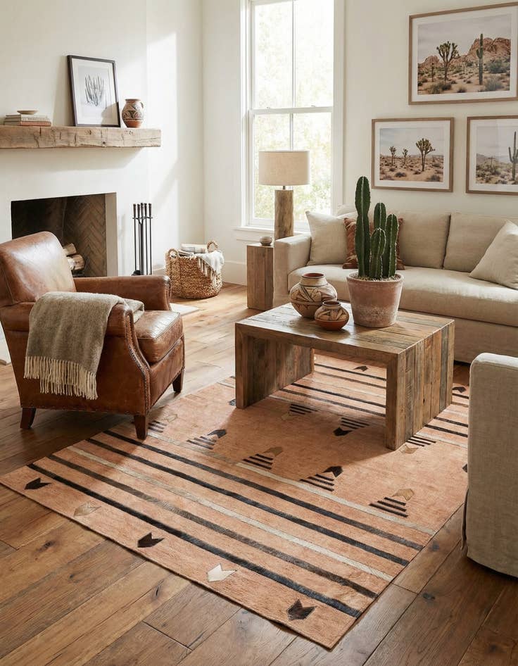 Detail image of  4' x 5' 7 Cowhide Leather Rug