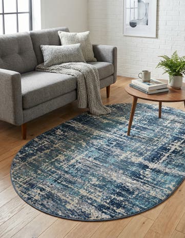 Blue Malibu Oval Rug