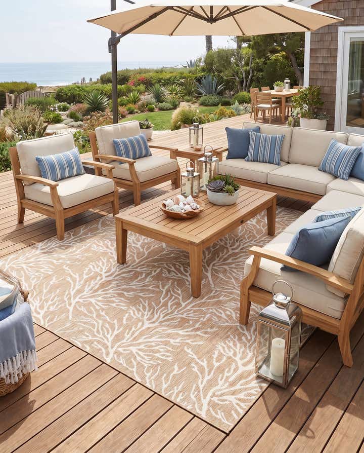 12' x 12' Easy-Clean Coastal Indoor / Outdoor Square Rug