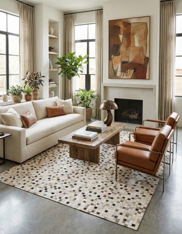 7' 11 x 9' 10 Cowhide Stocks Rug