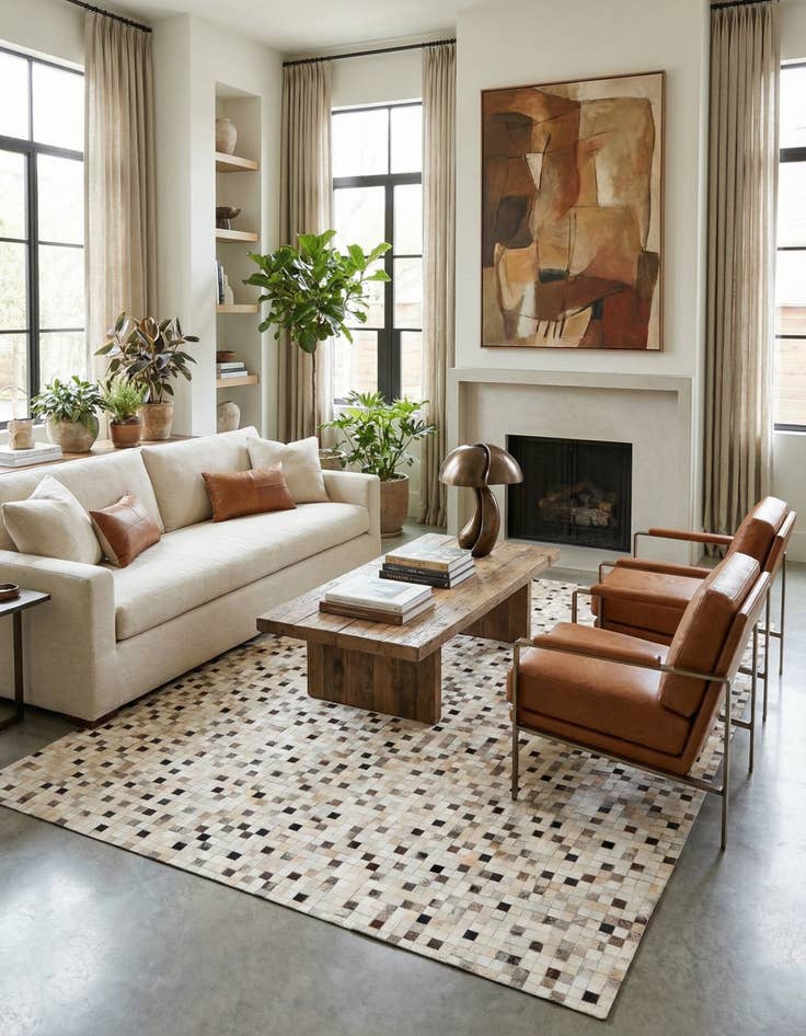 Detail image of  7' 11 x 9' 10 Cowhide Stocks Rug