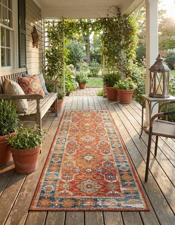 2' x 6' Easy-Clean Traditional Indoor / Outdoor Runner Rug