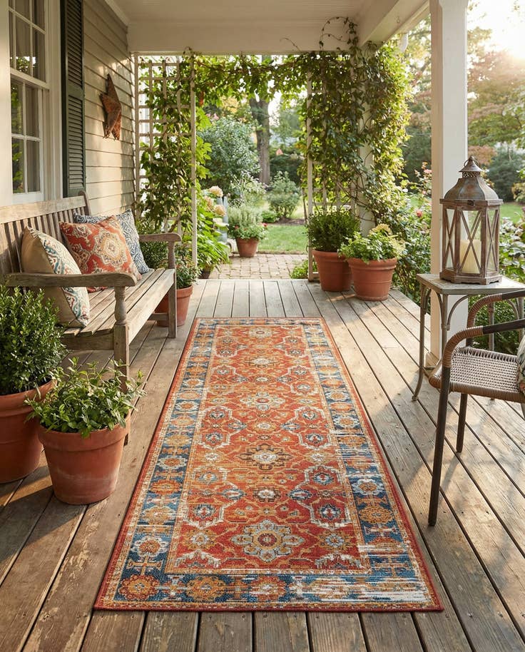 Detail image of 2' x 6' Easy-Clean Traditional Indoor / Outdoor Runner Rug
