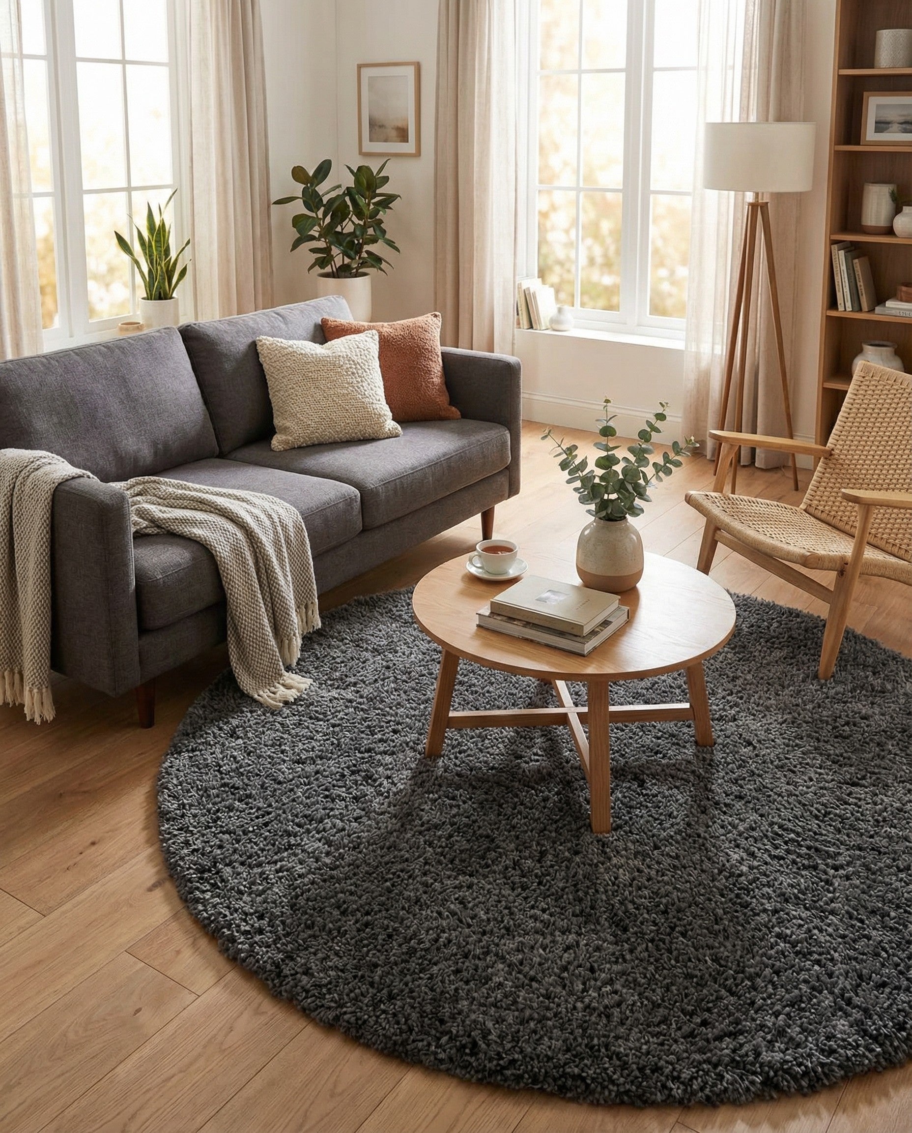  7' 10 x 7' 10 Solid Shag Round Rug