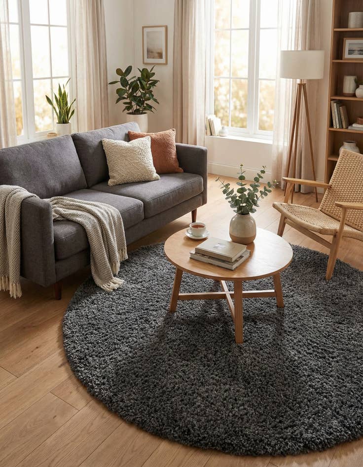 Detail image of  7' 10 x 7' 10 Solid Shag Round Rug