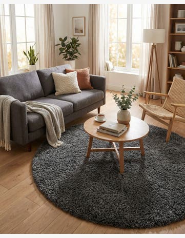 7' 10 x 7' 10 Solid Shag Round Rug