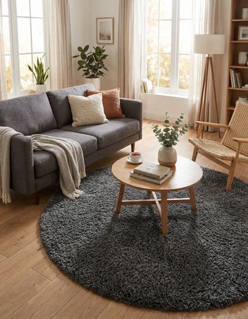 7' 10 x 7' 10 Solid Shag Round Rug