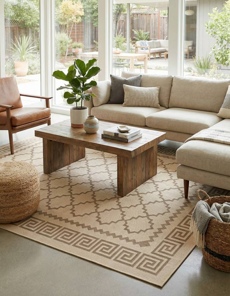 Detail image of 7' x 10'  Washable Trellis Indoor / Outdoor Rug