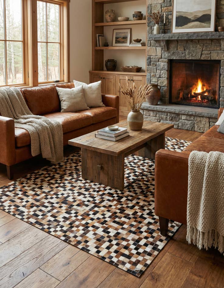 Detail image of 5' 5 x 7' 7 Cowhide Stocks Rug