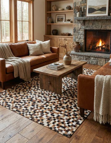 5' 5 x 7' 7 Cowhide Stocks Rug