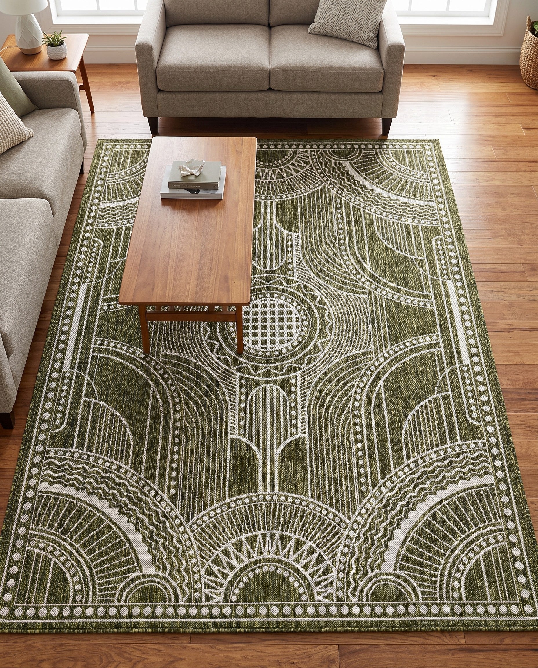 5' 3 x 7' Easy-Clean Traditional Indoor / Outdoor Rug