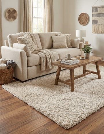 Oatmeal Beige Soft Solid Shag Rug