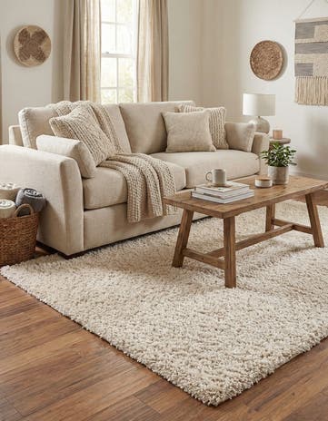 Oatmeal Beige Soft Solid Shag Rug