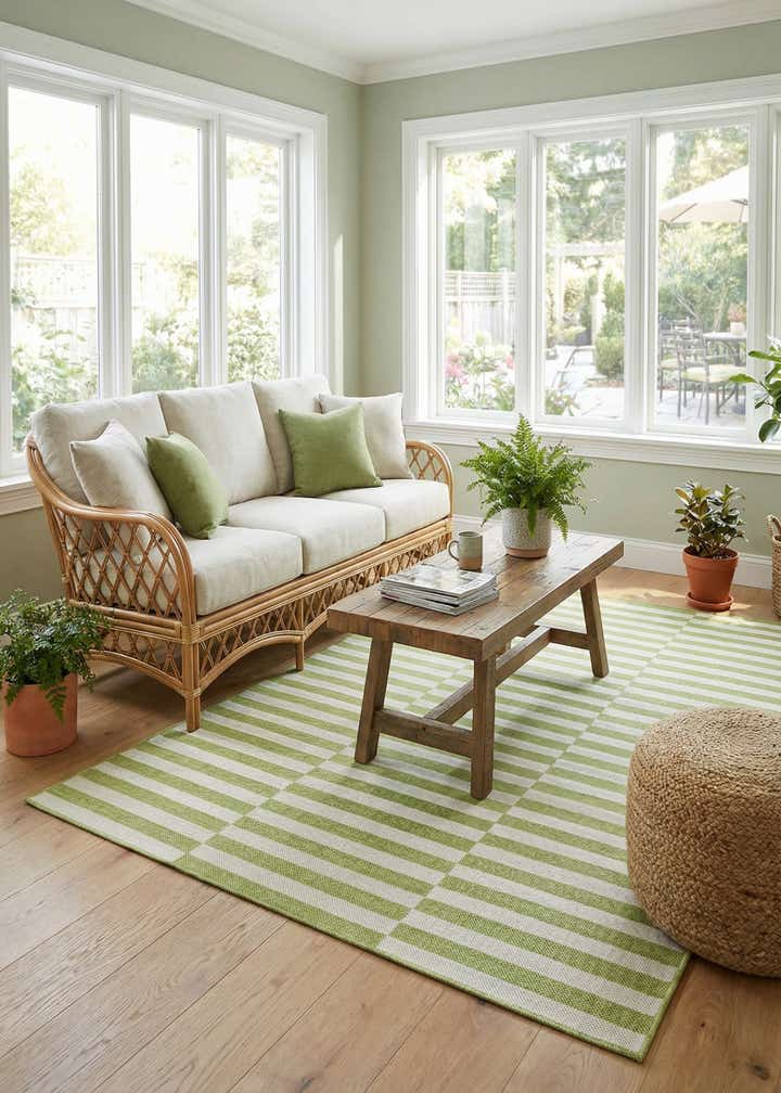7' x 10' Easy-Clean Striped Indoor / Outdoor Rug