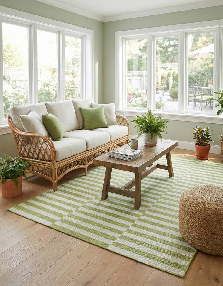 Detail image of 7' x 10' Easy-Clean Striped Indoor / Outdoor Rug
