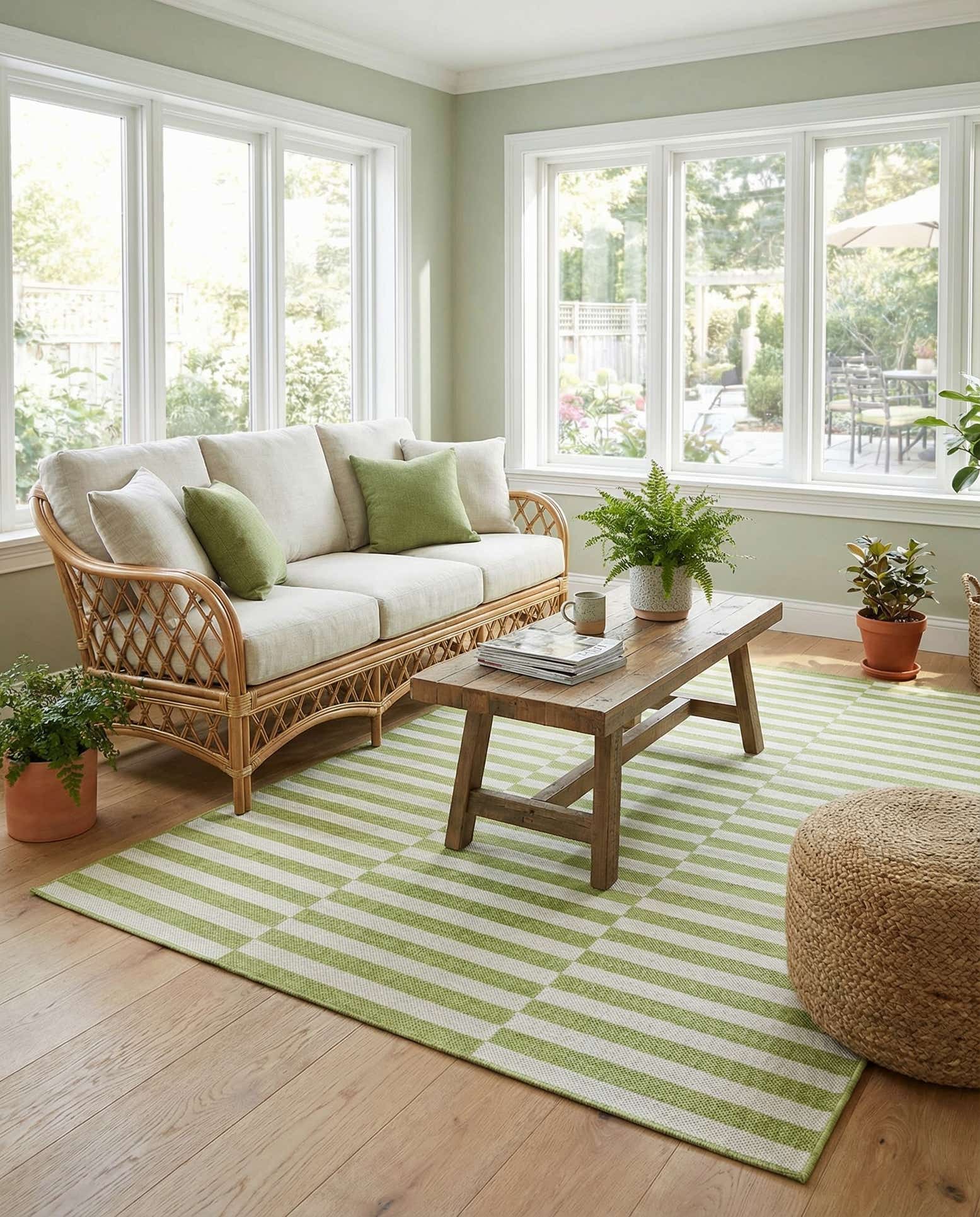 7' x 10' Easy-Clean Striped Indoor / Outdoor Rug