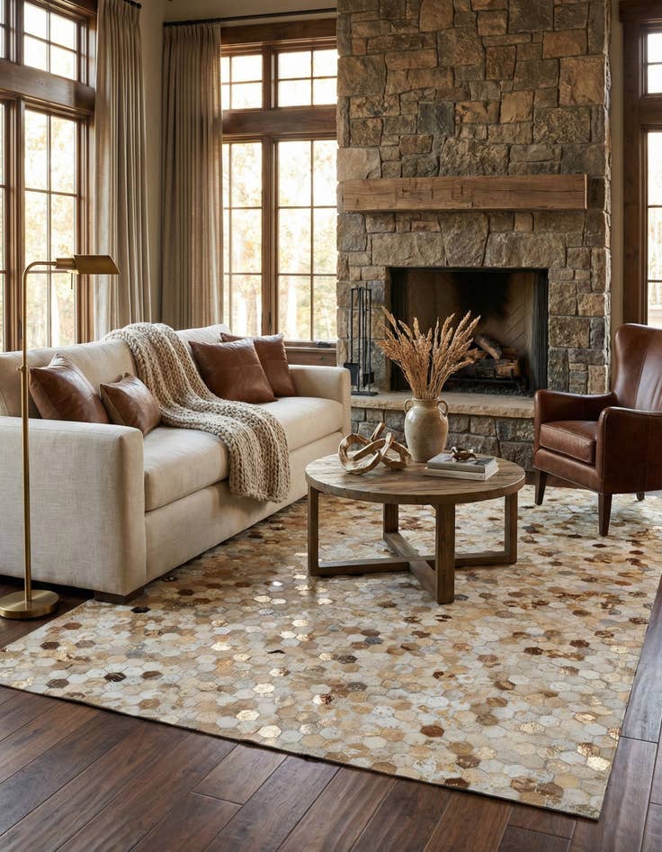 Detail image of  5' 2 x 8' 3 Cowhide - Patchwork Rug