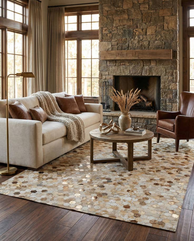 Detail image of 5' 2 x 8' 3 Cowhide - Patchwork Rug