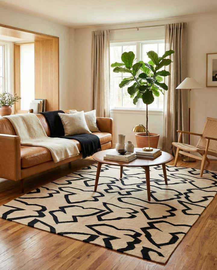 5' 1 x 6' 5 Hand Woven Kilim Modern Wool Rug