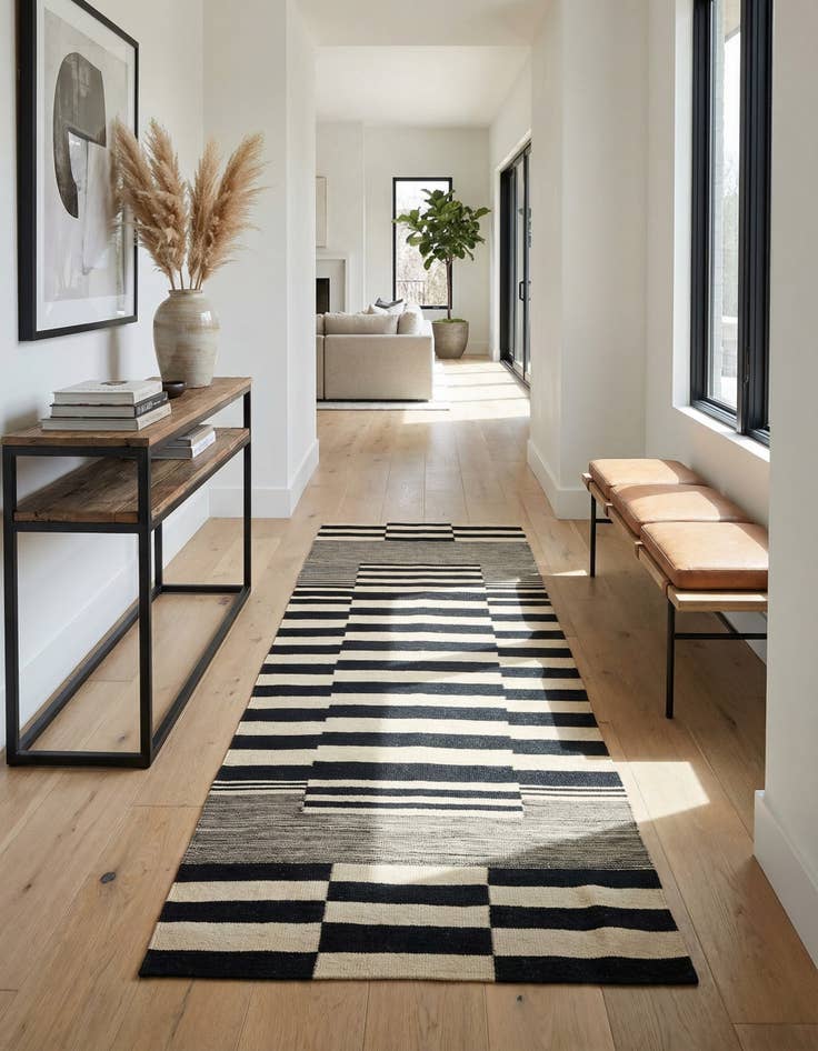 Detail image of 2' 10 x 9' 6  Hand Woven Kilim Modern Wool Runner Rug