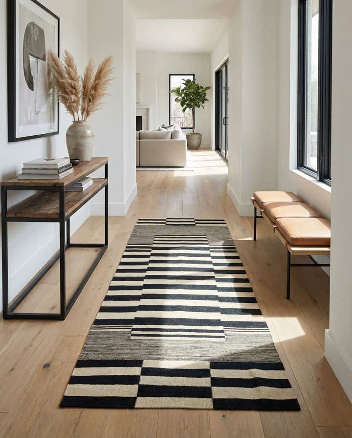 2' 10 x 9' 6 Hand Woven Kilim Modern Wool Runner Rug