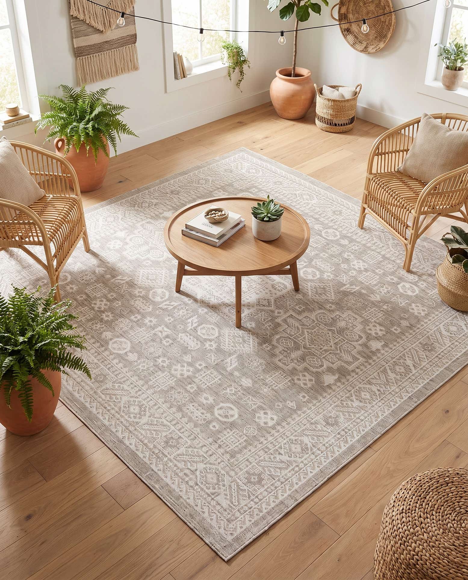 7' 10 x 7' 10 Easy-Clean Aztec Indoor / Outdoor Square Rug