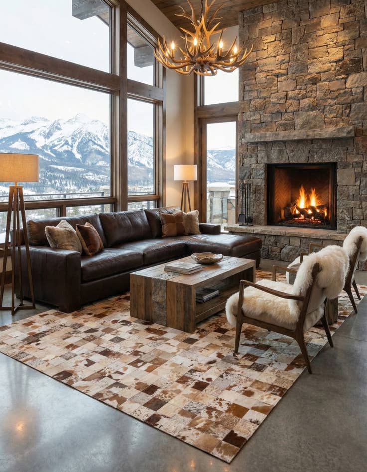 Detail image of  8' x 9' 10 Cowhide Leather Rug