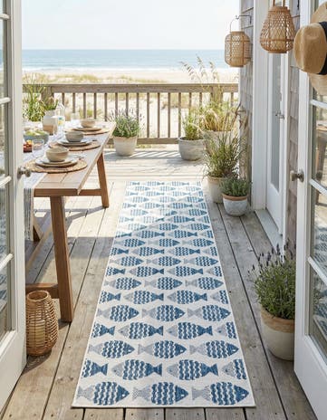2' 7 x 12' Easy-Clean Coastal Indoor / Outdoor Runner Rug